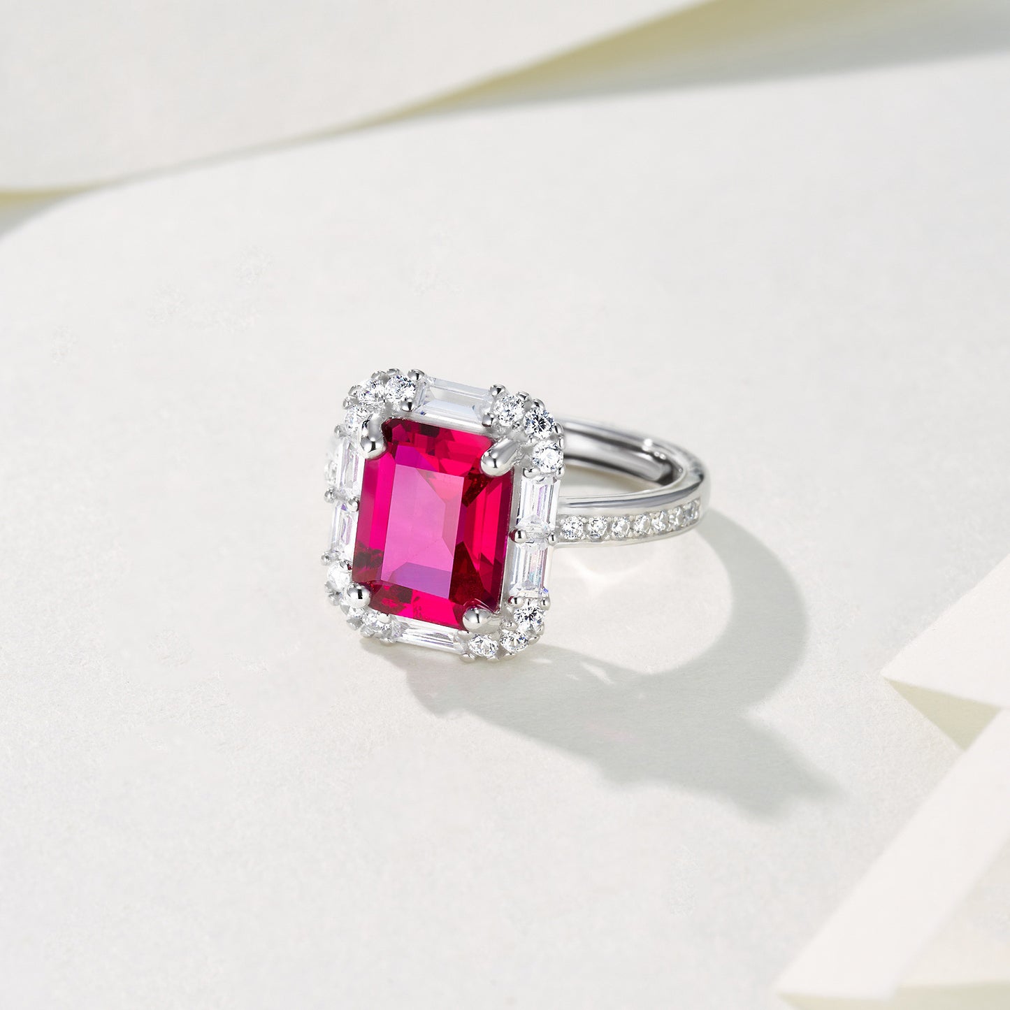 S925 Sterling Silver Lab Pigeon Blood Ruby Ring, Versatile Designer - Photo 2