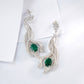 S925 Sterling Silver Lab Emerald Earrings, Vintage Sparkling Diamond - Photo 2