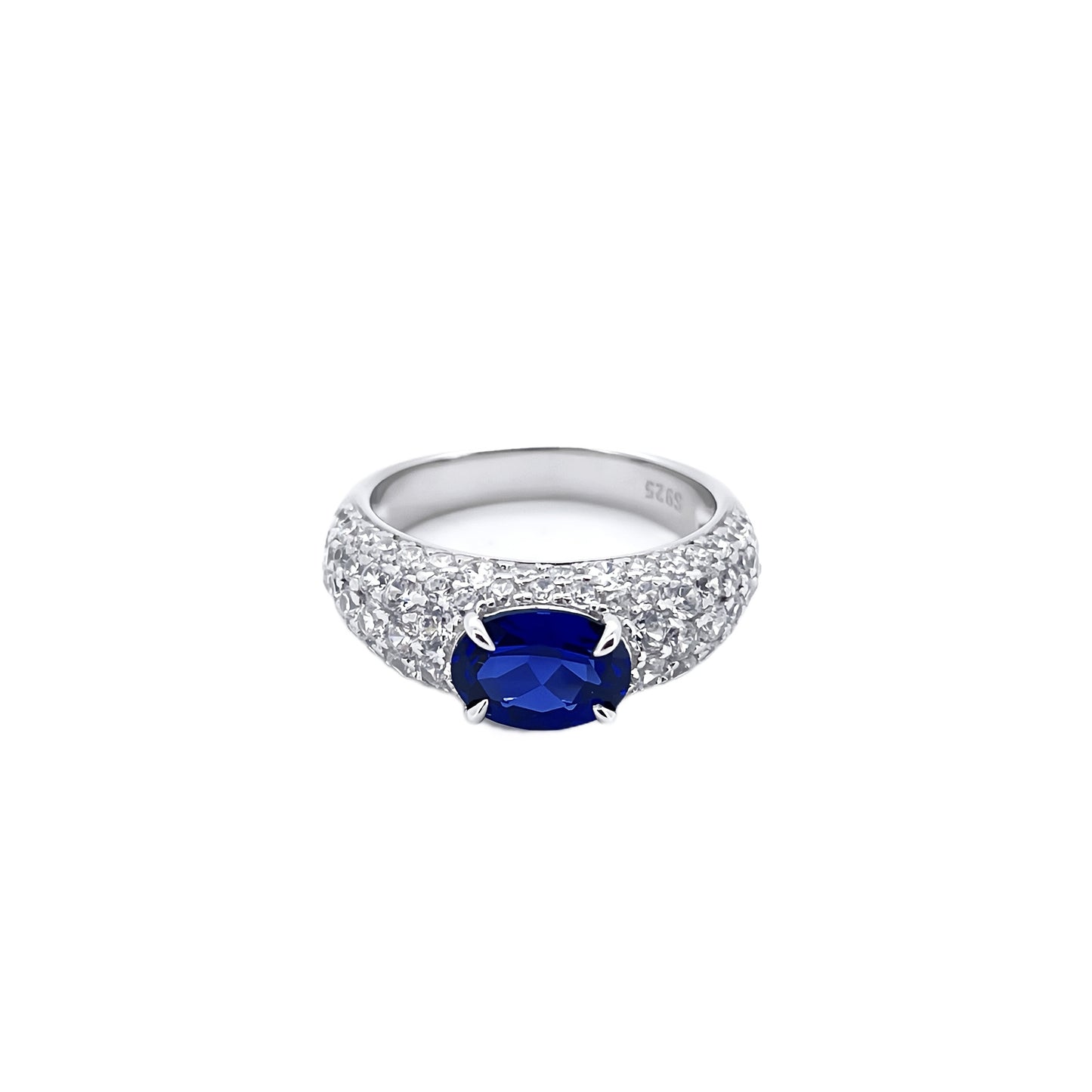 Lab Sapphire Ring S925 Sterling Silver Full Diamond - Photo 5