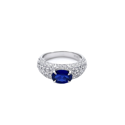Lab Sapphire Ring S925 Sterling Silver Full Diamond - Photo 5