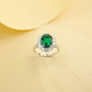 S925 Sterling Silver Lab Emerald Oval Ring, Elegant Versatile for Women - Photo 3