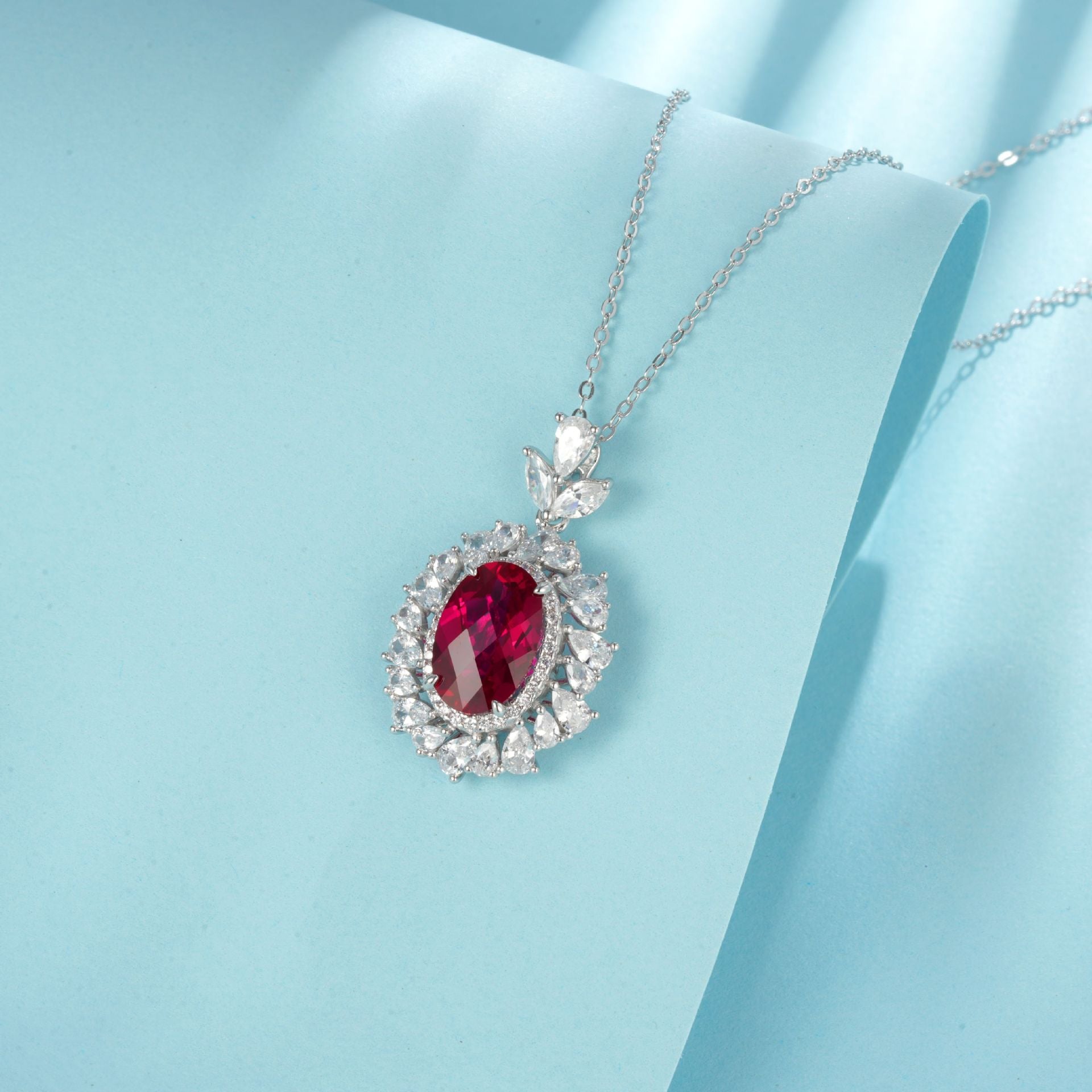 S925 Sterling Silver Lab Ruby Necklace, Vintage Choker - Photo 6