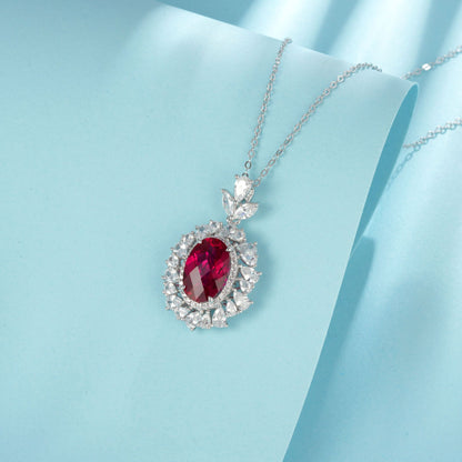 S925 Sterling Silver Lab Ruby Necklace, Vintage Choker - Photo 6