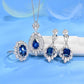 S925 Sterling Silver Lab Sapphire Ring Vintage Premium - Photo 4