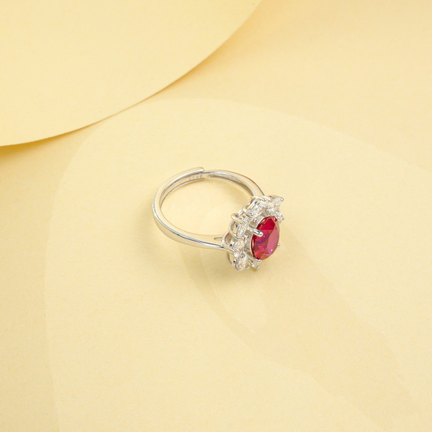 S925 Sterling Silver Lab Ruby Flower Ring for Women, Sparkly Versatile Premium - Photo 2