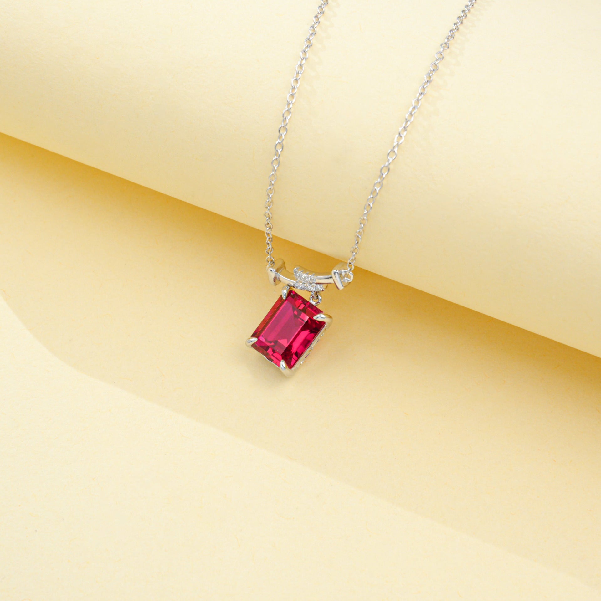 925 Sterling Silver Lab Ruby Necklace for Women, Premium Vintage - Photo 4