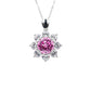 S925 Silver Sunflower Lab Pink Sapphire Necklace, Party Pendant Birthday - Photo 5