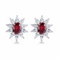S925 Sterling Silver Lab Pigeon Blood Ruby Sunflower colourful Halo Stud Earrings, Premium for Women - Photo 1