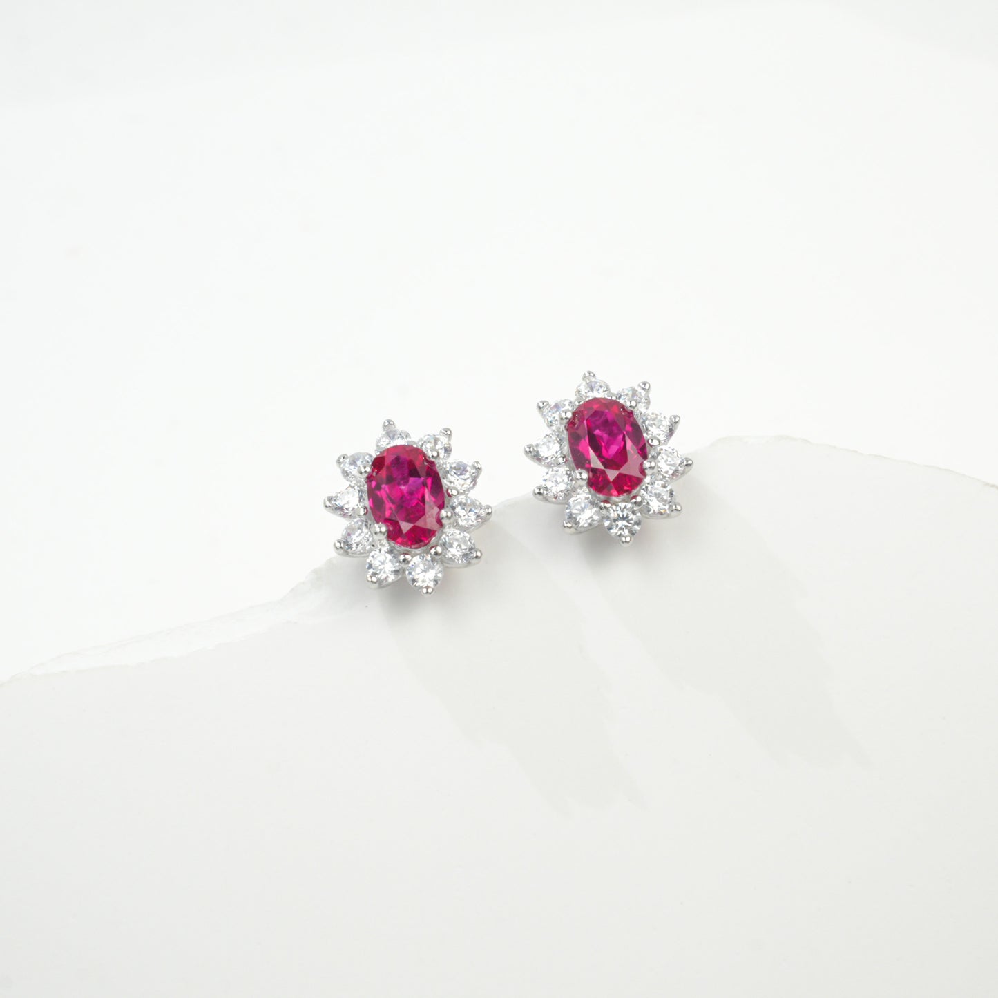 S925 Sterling Silver Lab Ruby Earrings, Vintage Unique for Women - Photo 6