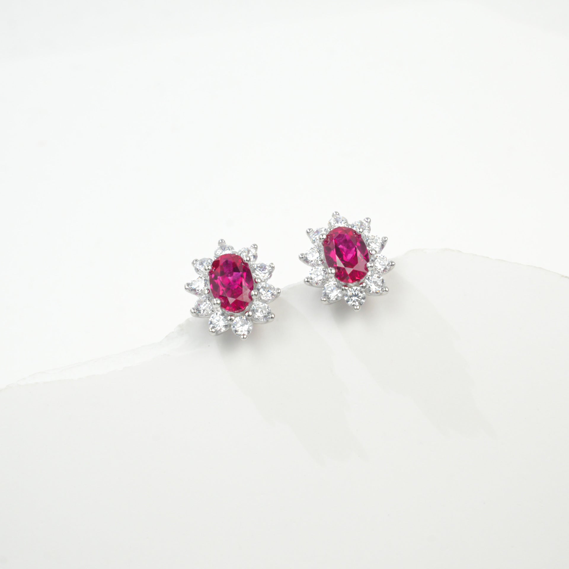S925 Sterling Silver Lab Ruby Earrings, Vintage Unique for Women - Photo 6