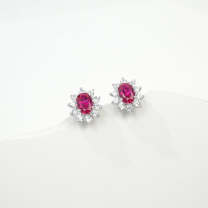 S925 Sterling Silver Lab Ruby Earrings, Vintage Unique for Women - Photo 6