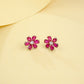 S925 Sterling Silver Lab Gemstone Flower Earrings, Premium Versatile - Photo 4