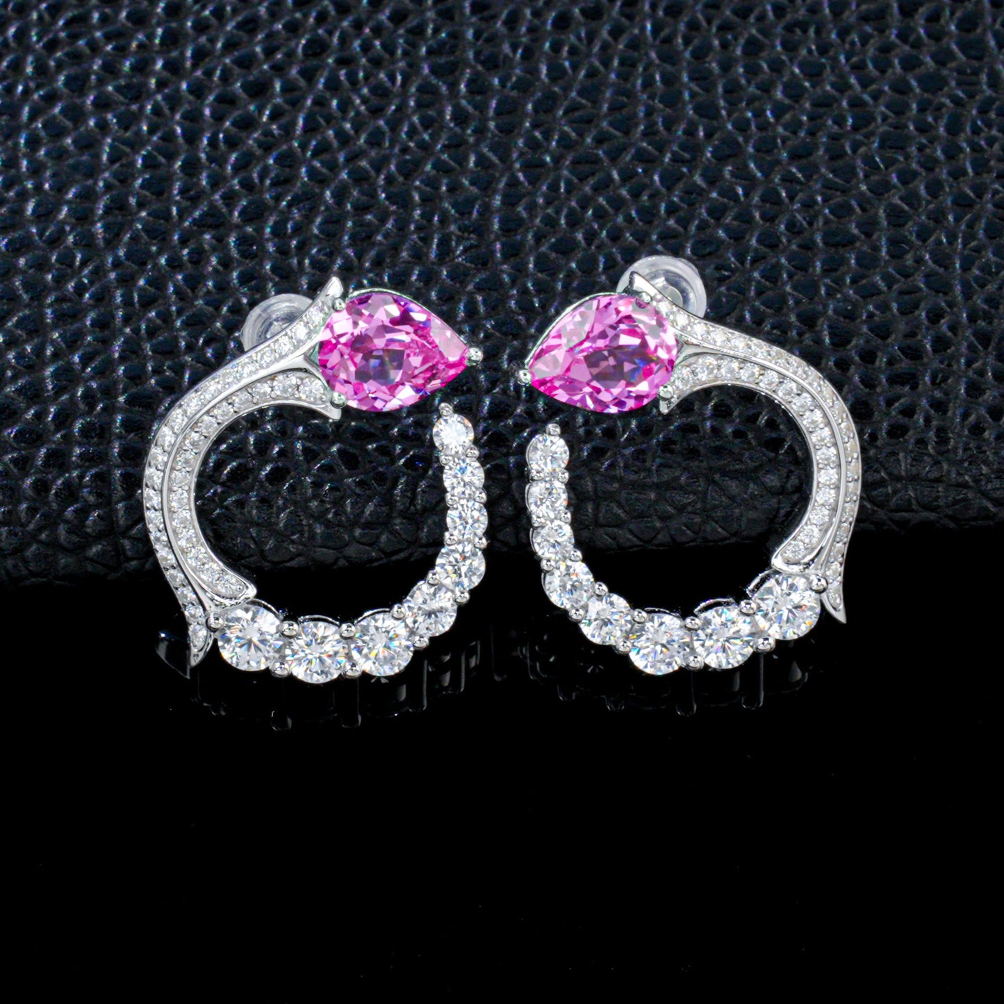 S925 Sterling Silver Lab Sapphire Earrings, Minimalist Artistic Unique for Women - Photo 3