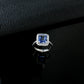 S925 Silver Lab Cornflower Sapphire Cut Halo, Versatile Women's Ring - Photo 4