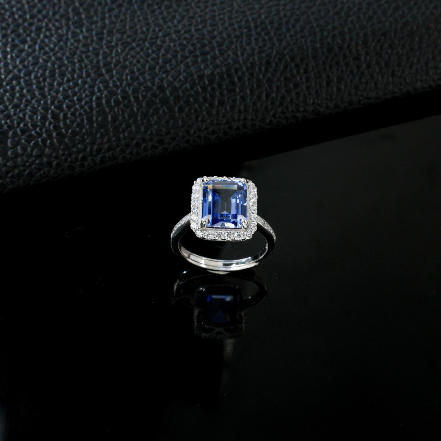 S925 Silver Lab Cornflower Sapphire Cut Halo, Versatile Women's Ring - Photo 4