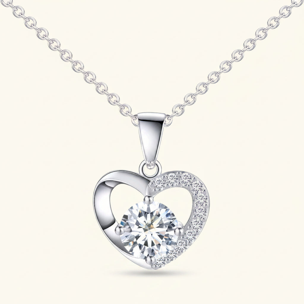 S925 Silver Hollow Heart Stone Necklace, Romantic Valentine Gift - Photo 5