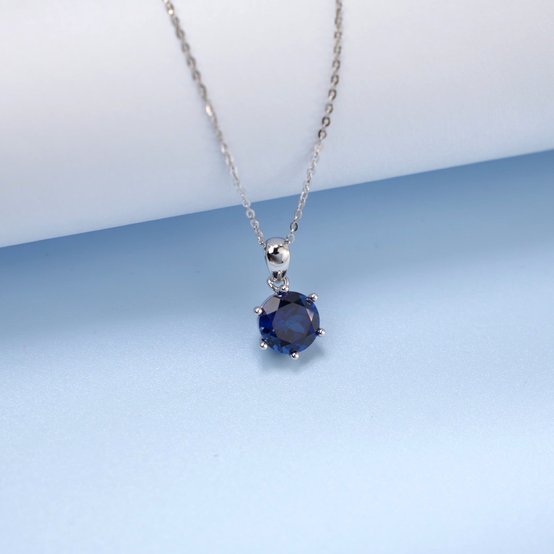 S925 Silver 6-Claw Solitaire Lab coloured Gemstone Multicolor, Simple Versatile Choker - Photo 3