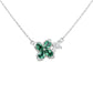 S925 Silver Lab Emerald Four-Petal Flower Necklace, Green Gemstone Butterfly - Photo 5