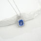 925 Sterling Silver Lab Sapphire Square Pave Choker Necklace, Elegant Versatile - Photo 5
