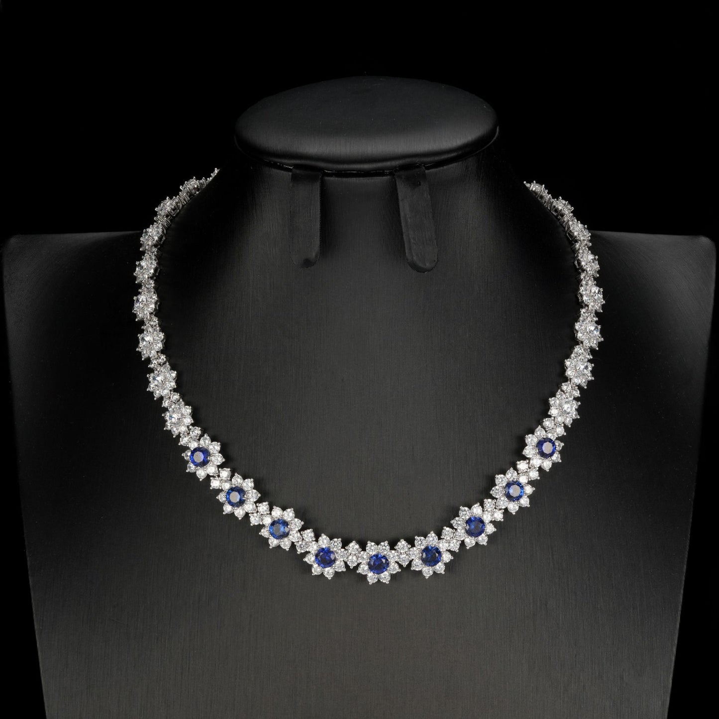 Lab Sapphire Necklace S925 Silver Premium, Party - Photo 2