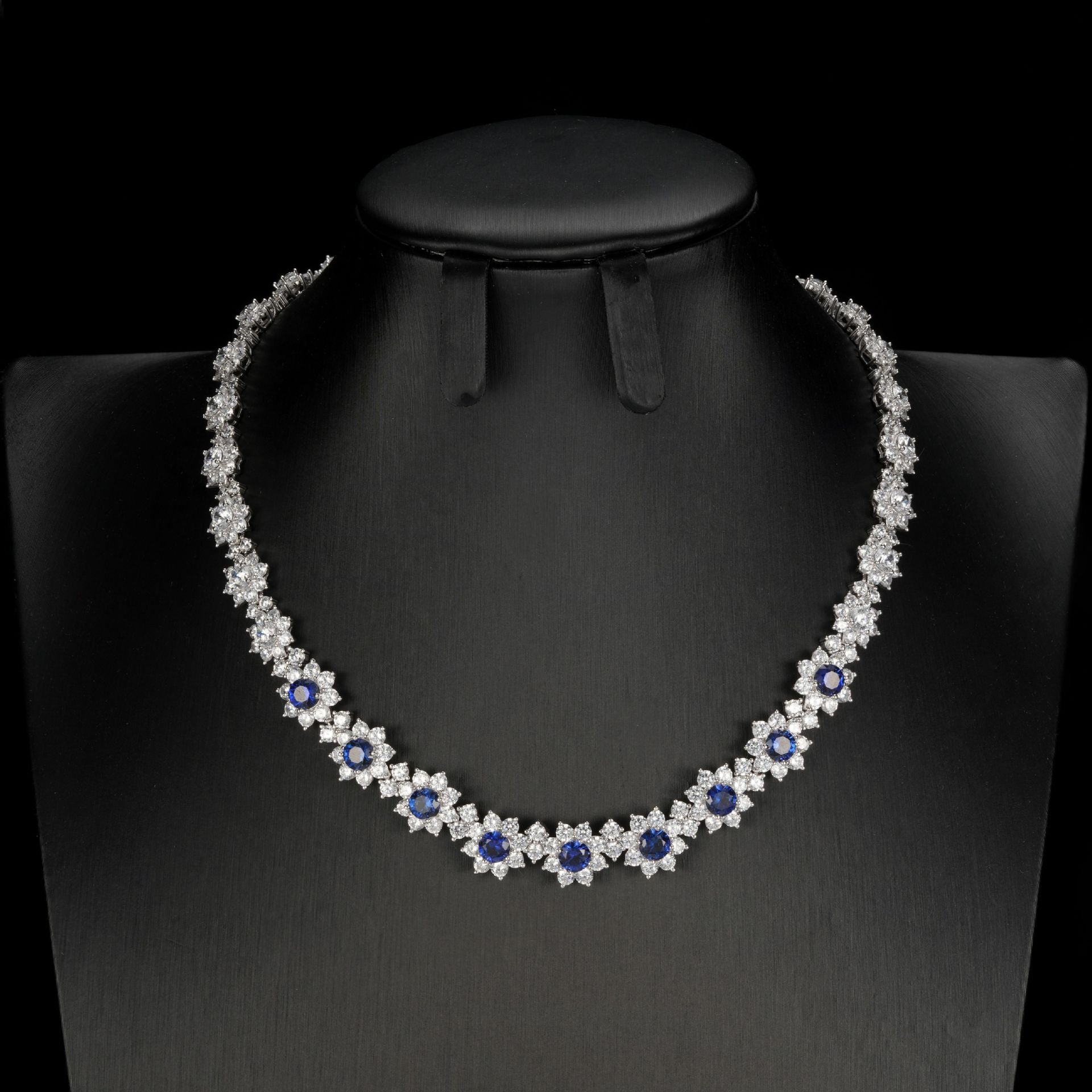 Lab Sapphire Necklace S925 Silver Premium, Party - Photo 2