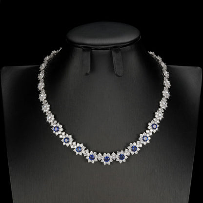 Lab Sapphire Necklace S925 Silver Premium, Party - Photo 2