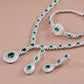 925 Sterling Silver Oval Lab Emerald 3-Piece Jewellery Set (Bracelet, Earrings, Necklace), Luxurious - Photo 2