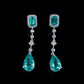 S925 Silver Lab Paraiba Two-Tone Long Teardrop Drop Earrings, Versatile Women's Earrings - Photo 2