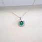 S925 Sterling Silver Lab Emerald Disc Pendant Necklace, Year for Women - Photo 3