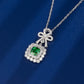 S925 Silver Full Diamond Bow Pendant, Square Halo Lab - Photo 2