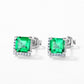 S925 Sterling Silver Lab Emerald Earrings, Sparkling Diamond Versatile - Photo 2
