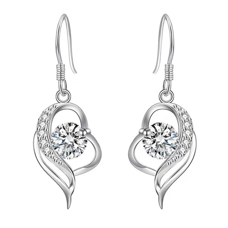 S925 Sterling Silver Lab Heart Earrings, Versatile Simple Elegant - Photo 5