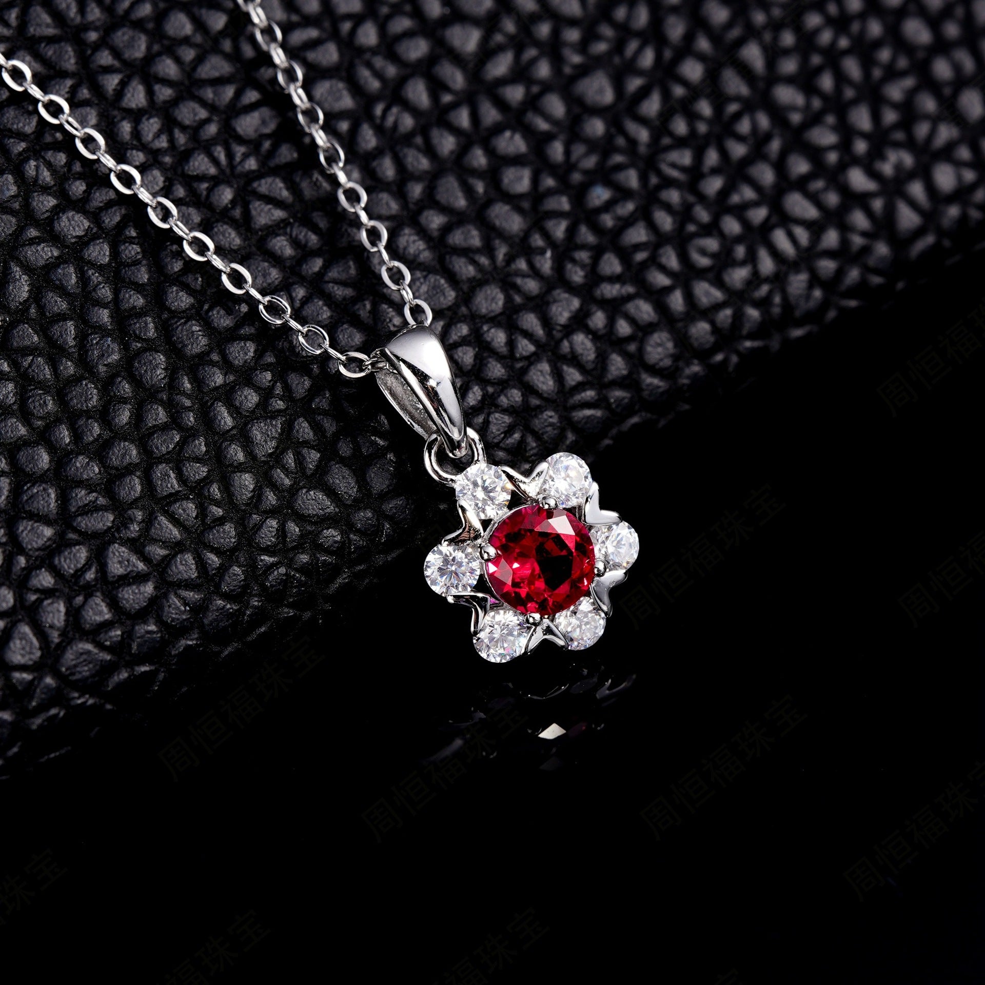 S925 Silver Petal Halo Necklace, Simple Round Stone - Photo 3
