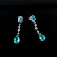 S925 Silver Lab Paraiba Two-Tone Long Teardrop Drop Earrings, Versatile Women's Earrings - Photo 3