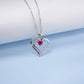 S925 Sterling Silver Lab Pigeon Blood Ruby Heart Pave Necklace, for Women - Photo 4