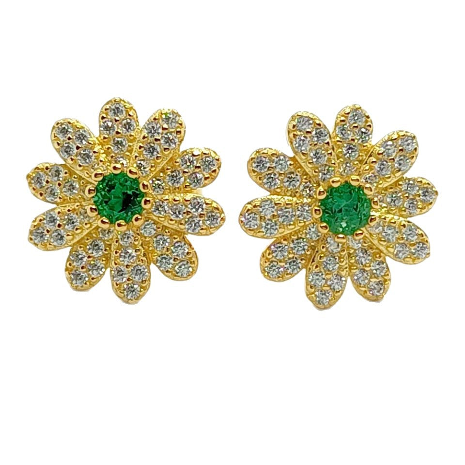 Lab Emerald Earrings 925 Silver Setting - Photo 5