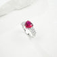 S925 Sterling Silver Lab Pigeon Blood Ruby Heart Pave Closed Ring, Engagement Premium for Women - Photo 6