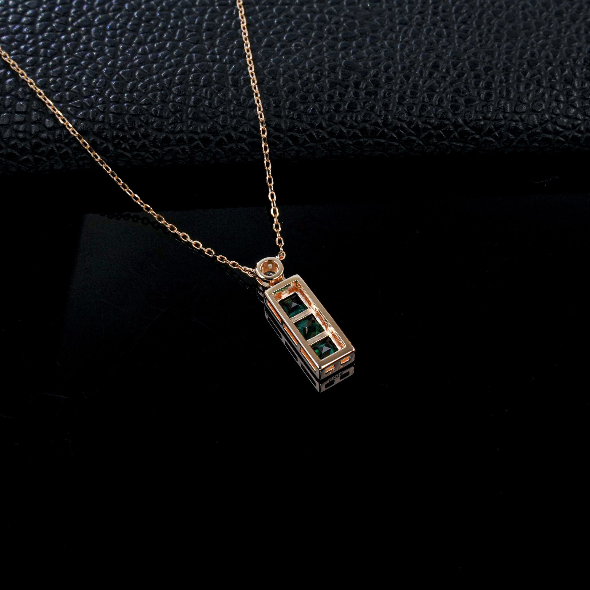 Geometric Emerald Rose Gold Necklace, Vintage Bestie Anniversary - Photo 4