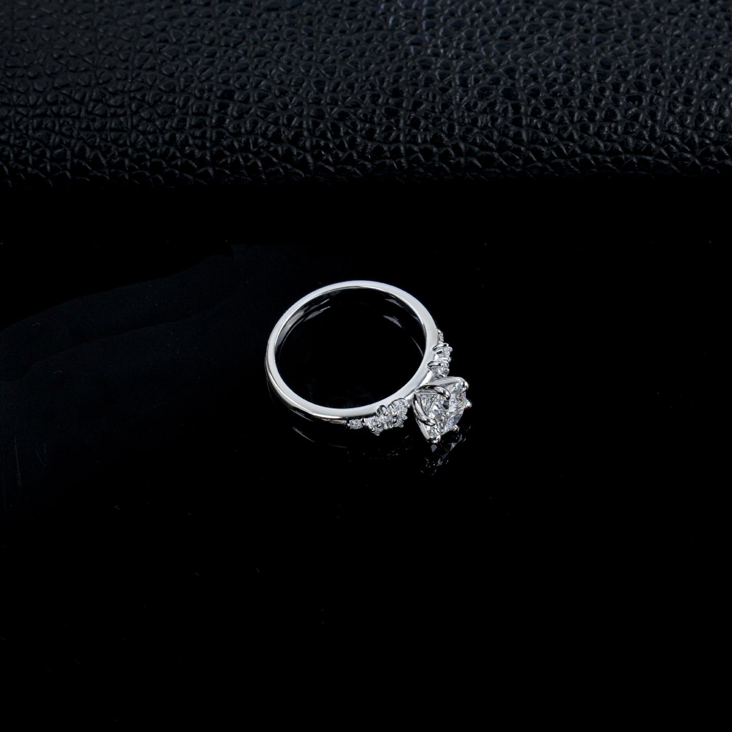 S925 Silver 6-Claw Lab Diamond Ring, Diamond Pave Proposal - Photo 2