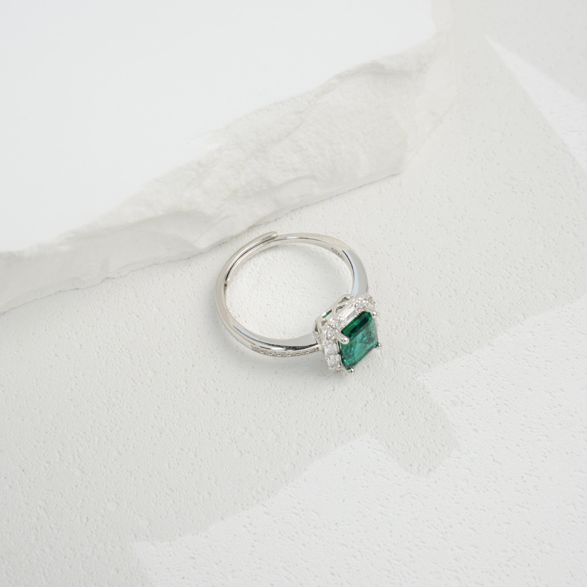 S925 Sterling Silver Lab Emerald Ring, Versatile Gift Ring - Photo 5