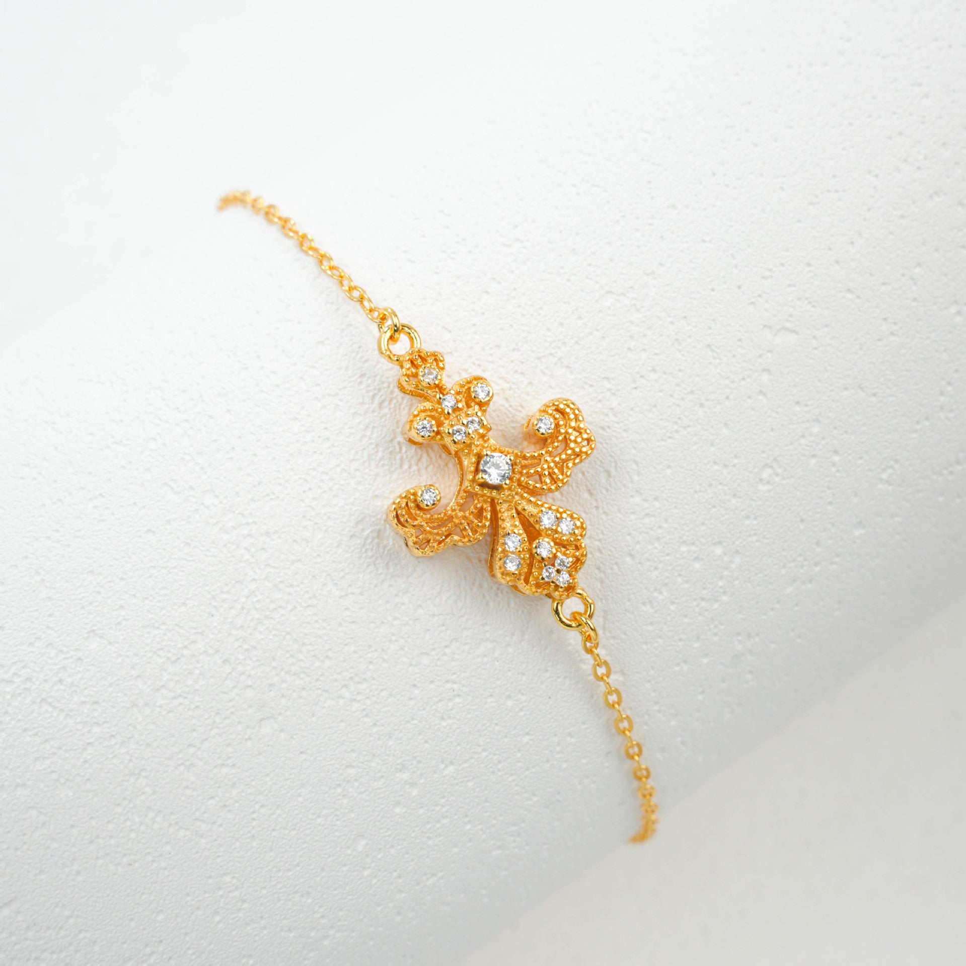 925 Sterling Silver Yellow-Gold Plated Lab Diamond Bracelet, Classic Unisex - Photo 2