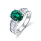 S925 Sterling Silver Emerald Pave Ring for Women, Minimalist Vintage - Photo 2