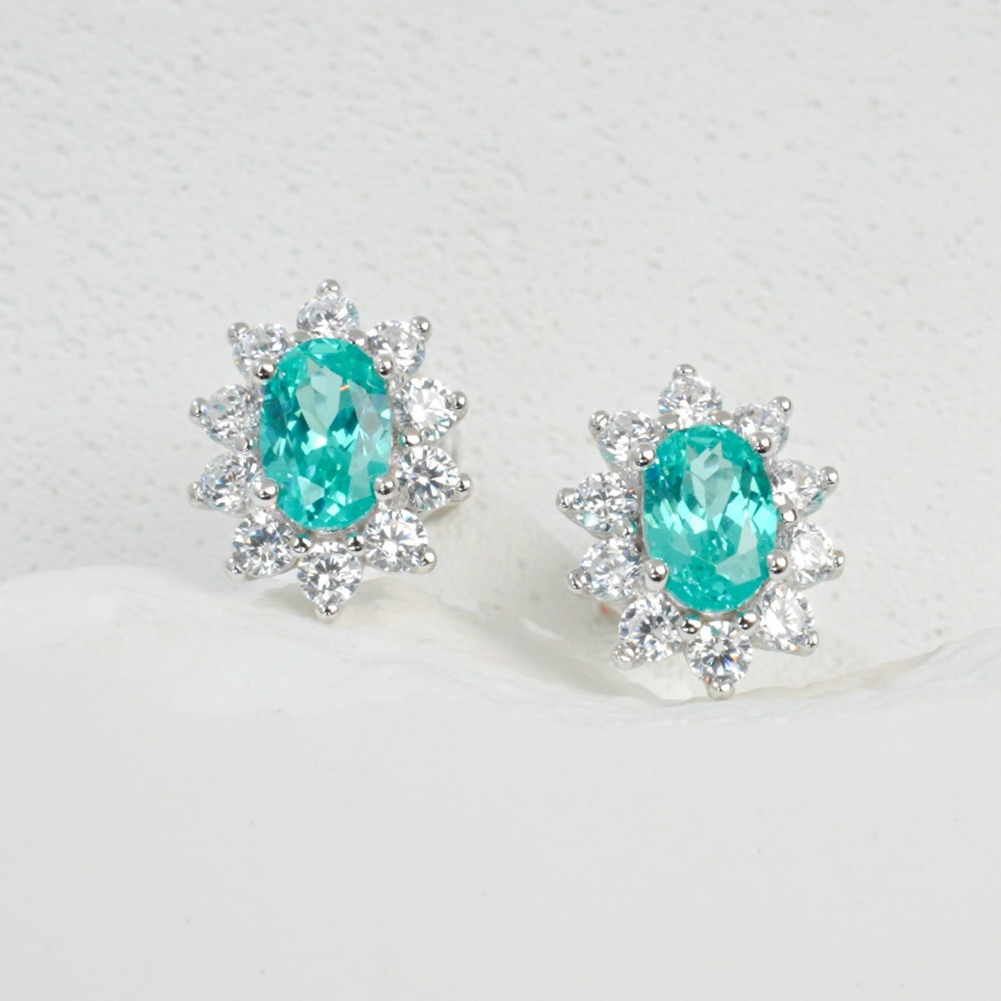 S925 Sterling Silver Paraiba Colour Tsavorite Earrings, Simple Versatile Premium - Photo 4