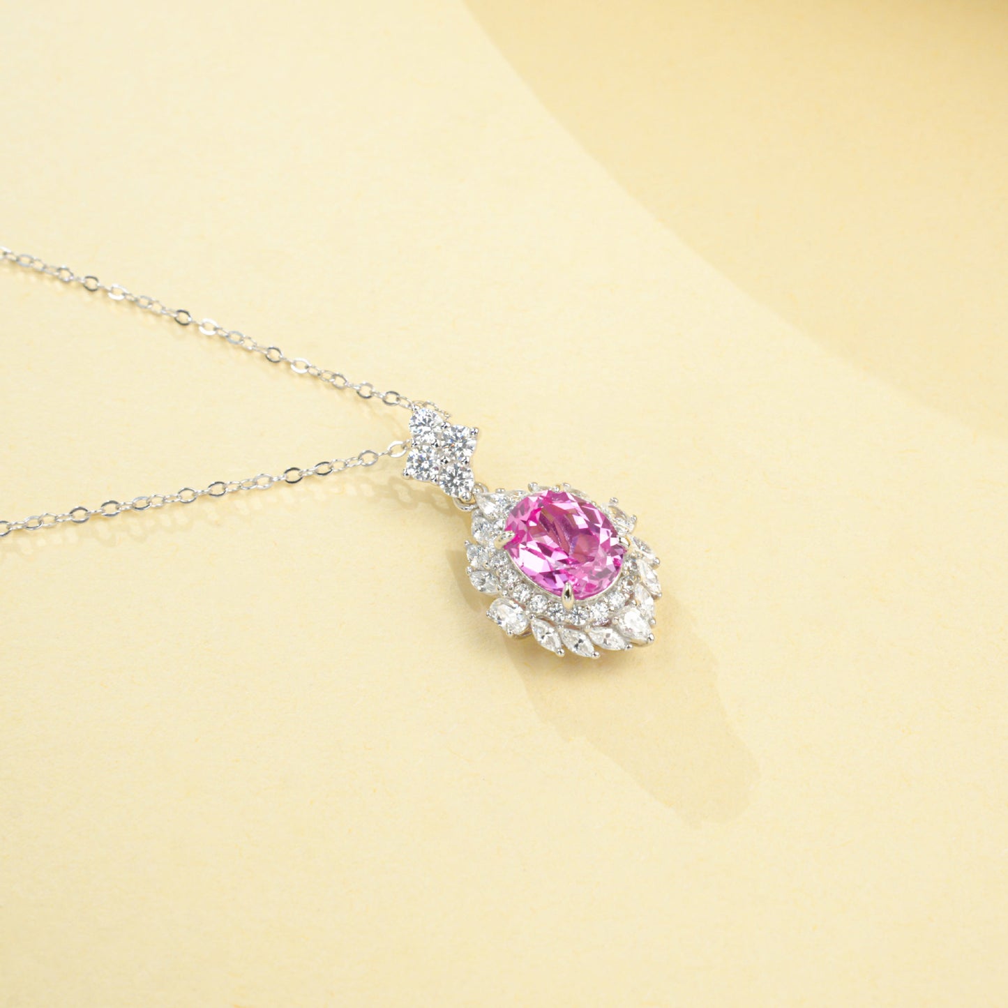 S925 Sterling Silver Lab Padparadscha Choker Necklace, Designer Versatile - Photo 3