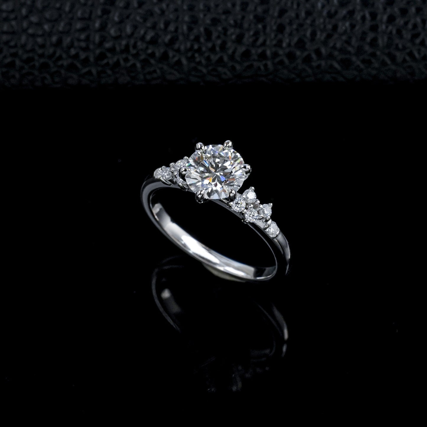 S925 Silver 6-Claw Lab Diamond Ring, Diamond Pave Proposal - Photo 6