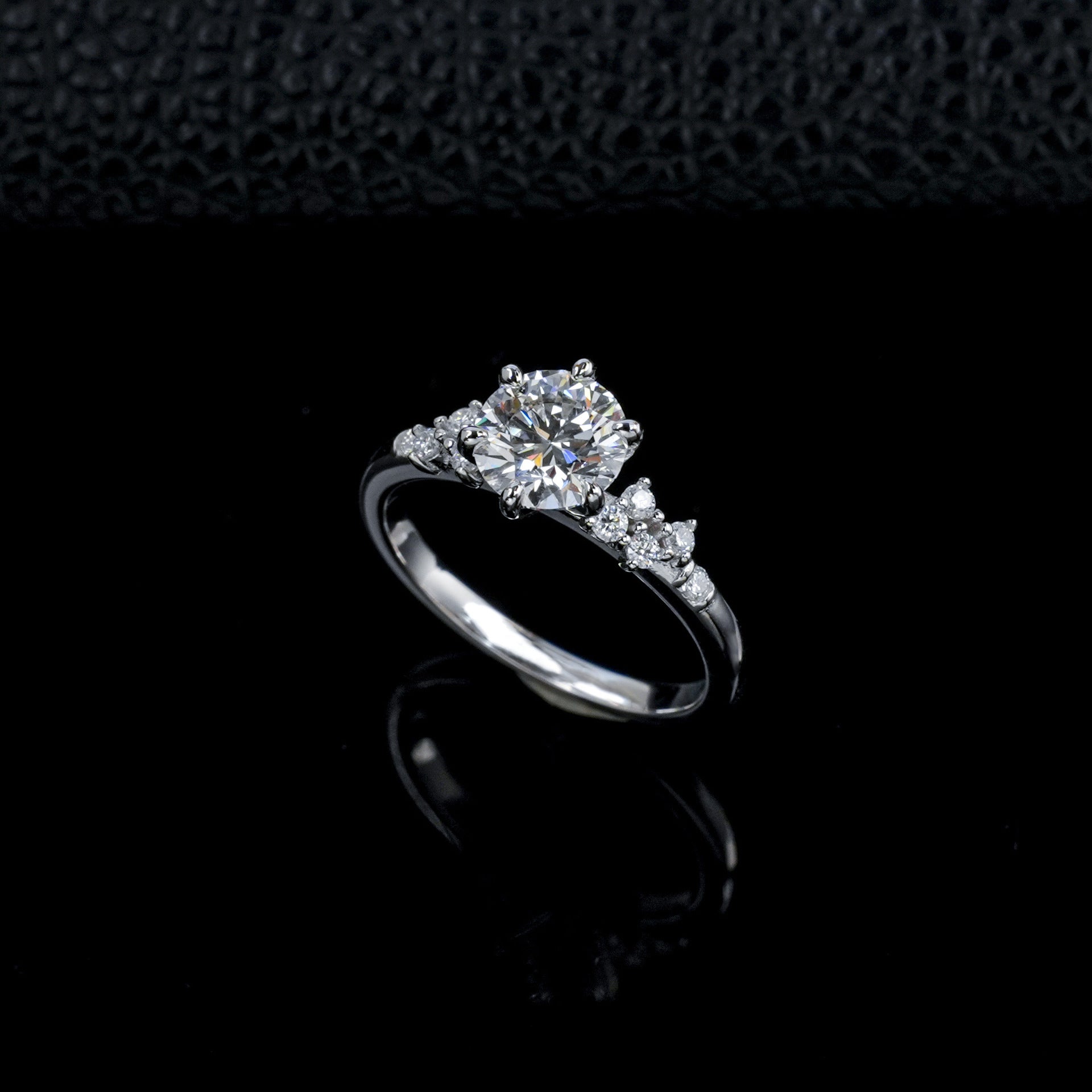 S925 Silver 6-Claw Lab Diamond Ring, Diamond Pave Proposal - Photo 6