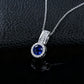 S925 Silver Lab Sapphire Round Halo Pendant Pave Diamond, Anniversary Gift - Photo 3