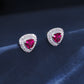 S925 Silver Triangle Lab Ruby Full Diamond Stud Earrings, Skin-Brightening Earrings - Photo 4