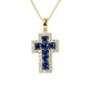 S925 Silver Lab Sapphire Pendant, Diamond Halo Vintage - Photo 5