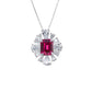Flower Halo Pendant S925 Silver Pigeon Blood Ruby Centre Teardrop Stone Radiant Prong, Evening Gift - Photo 5